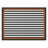 Gothic Stripes Oranje Bat Border Halloween Decor Tafelkleed (Voorkant (Horizontaal))