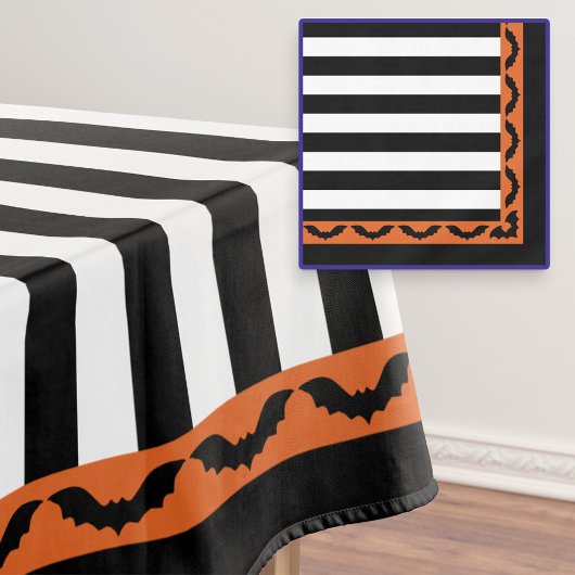 Gothic Stripes Oranje Bat Border Halloween Decor Tafelkleed