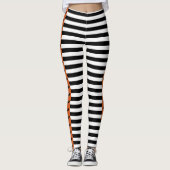 Gothic Stripes Sinaasappel Vleermuis streep Hallow Leggings (Voorkant)