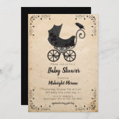 Gothic  Stroller Baby shower Invitation Kaart (Voorkant / Achterkant)