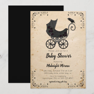 Gothic  Stroller Baby shower Invitation Kaart