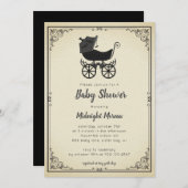 Gothic Stroller Bat Baby shower Invitation Kaart (Voorkant / Achterkant)