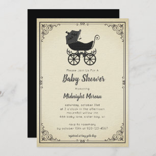 Gothic Stroller Bat Baby shower Invitation Kaart