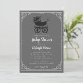 Gothic Stroller Bat Baby shower Invitation Kaart (Staand voorkant)