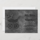Gothic Stroller Bat Baby shower Invitation Kaart (Voorkant)