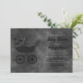 Gothic Stroller Bat Baby shower Invitation Kaart (Staand voorkant)