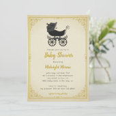 Gothic Stroller Bat Baby shower Invitation Kaart (Staand voorkant)