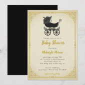 Gothic Stroller Bat Baby shower Invitation Kaart (Voorkant / Achterkant)