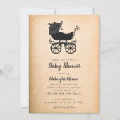 Gothic  Stroller Bat Baby shower Invitation Kaart (Voorkant)