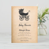 Gothic  Stroller Bat Baby shower Invitation Kaart (Staand voorkant)