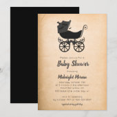 Gothic  Stroller Bat Baby shower Invitation Kaart (Voorkant / Achterkant)