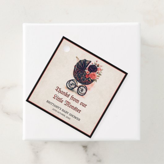 Gothic Stroller Halloween Baby shower Bedankjes Labels (In situ)