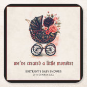 Gothic Stroller Halloween Baby Shower  Kartonnen Onderzetters (Voorkant)