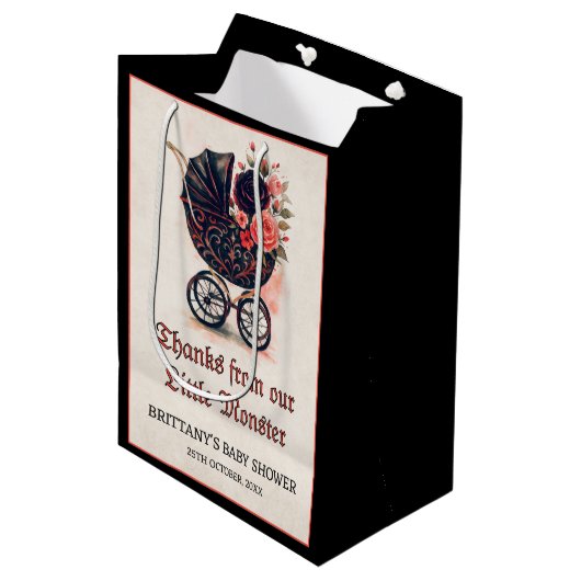 Gothic Stroller Halloween Baby Shower Medium Cadeauzakje (Voorkant Gekanteld)