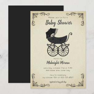 Gothic Stroller Spider Baby shower Invitation Kaart