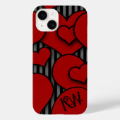 Gothic Style Heart iPhone Case Monogram Initialen (Achterkant)