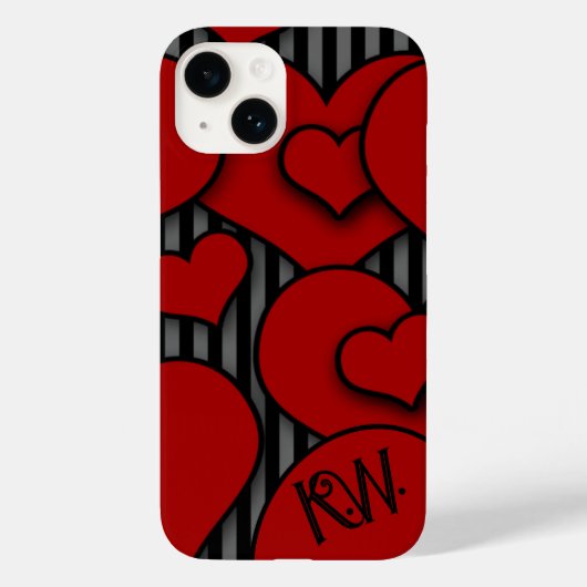 Gothic Style Heart iPhone Case Monogram Initialen (Achterkant)