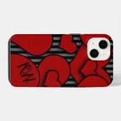 Gothic Style Heart iPhone Case Monogram Initialen Hoesje (Achterkant horizontaal)