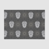 Gothic Sugar Skull and Grey Geometric Pattern Tissuepapier (Voorkant)