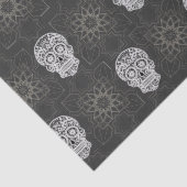 Gothic Sugar Skull and Grey Geometric Pattern Tissuepapier (Detail)