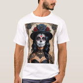 Gothic Sugar Skull Beauty T Shirt kunst (Voorkant)