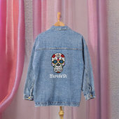 Gothic Sugar Skull Day met naam en Rozen Denim Jacket