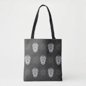 Gothic Sugar Skull en Grey Geometric Pattern Tote Bag (Voorkant)