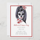 Gothic Sugar Skull Girl Halloween Invitation Kaart (Voorkant)