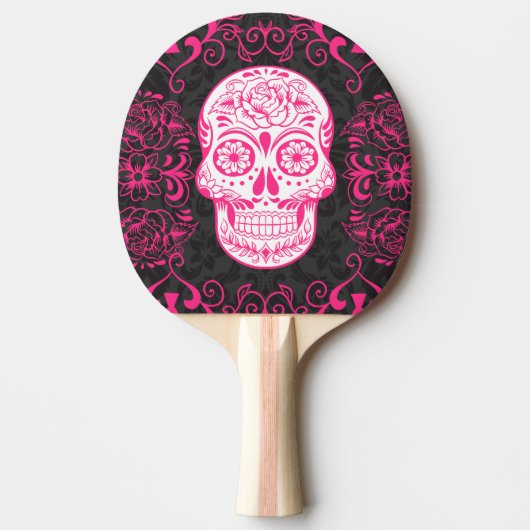 Gothic Sugar Skull Pink Black Ping Pong Paddle Tafeltennisbatje (Voorkant)