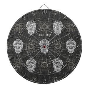 Gothic suiker schedel en grijze geometrische patro dartbord