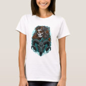 Gothic Suiker Schedel Vrouw & Ram Schedel T-Shirt (Voorkant)