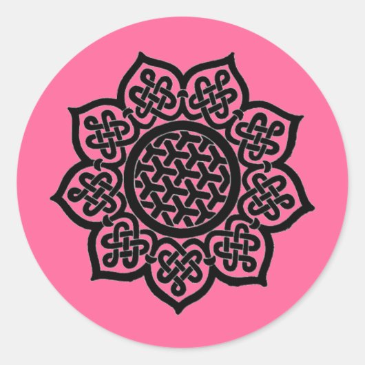 GOTHIC SUN Black Pink Celtic Knoins Ronde Sticker (Voorkant)
