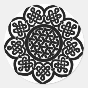 GOTHIC SUN Black White Celtic Knoks Ronde Sticker