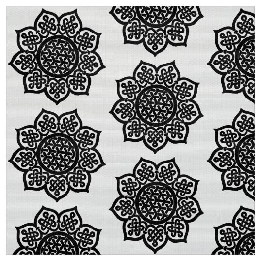 GOTHIC SUN Black White Celtic Knoks Stof (Swatch)