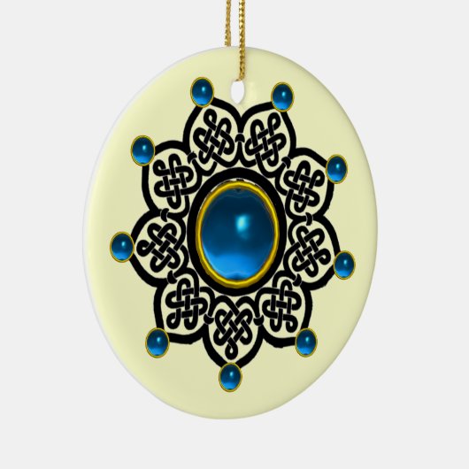 GOTHIC SUN Blue Sapphire, Red Ruby Pareltjes Keramisch Ornament (Rechts)