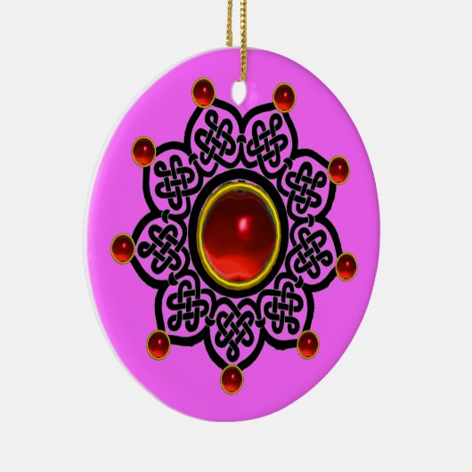 GOTHIC SUN Red Ruby Gem Keramisch Ornament (Rechts)