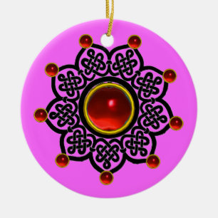 GOTHIC SUN Red Ruby Gem Keramisch Ornament