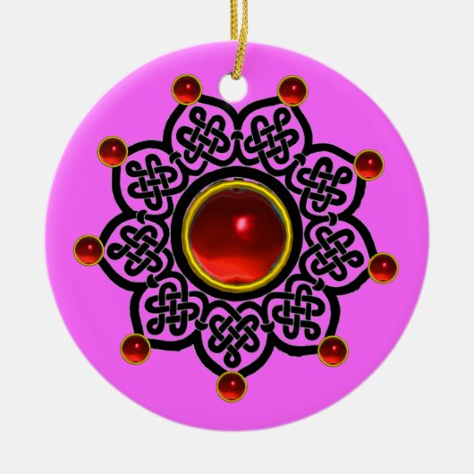 GOTHIC SUN Red Ruby Gem Keramisch Ornament (Voorkant)