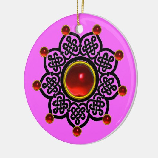 GOTHIC SUN Red Ruby Gem Keramisch Ornament (Links)