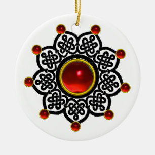 GOTHIC SUN Red Ruby Gem Keramisch Ornament