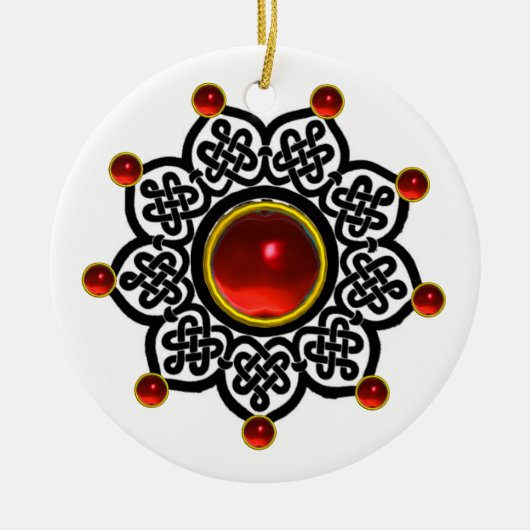 GOTHIC SUN Red Ruby Gem Keramisch Ornament (Voorkant)
