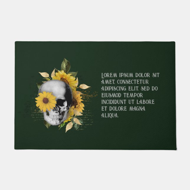 Gothic Sunflower Skeleton Doormat Deurmat (Voorkant)