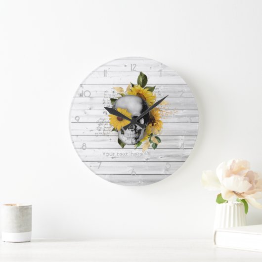 Gothic Sunflower Skeleton Large Clock Grote Klok (Huis)