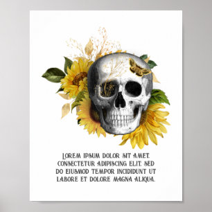 Gothic Sunflower Skeleton Poster