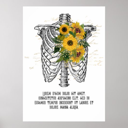 Gothic Sunflower Skeleton Poster (Voorkant)