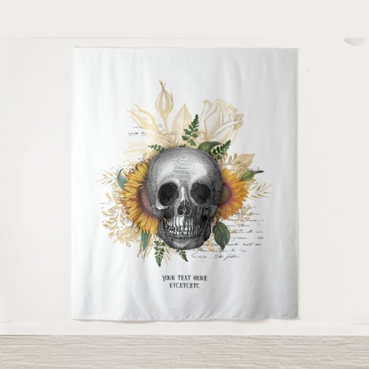 Gothic Sunflower Skeleton Wandkleed (Voorkant)
