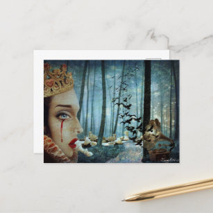 Gothic Surreal Unieke Collage Sad Queen of Hearts Briefkaart
