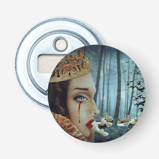 Gothic Surreal Unieke Collage Sad Queen of Hearts Button Flesopener (Voorkant)