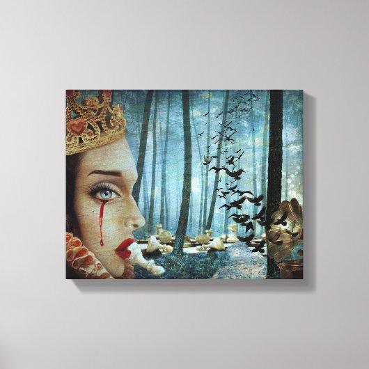 Gothic Surreal Unieke Collage Sad Queen of Hearts Canvas Afdruk (Voorkant)
