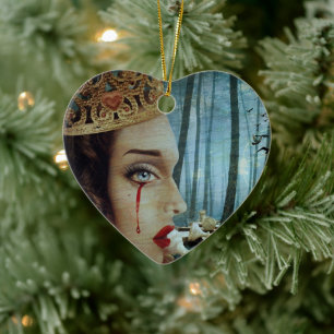 Gothic Surreal Unieke Collage Sad Queen of Hearts Keramisch Ornament
